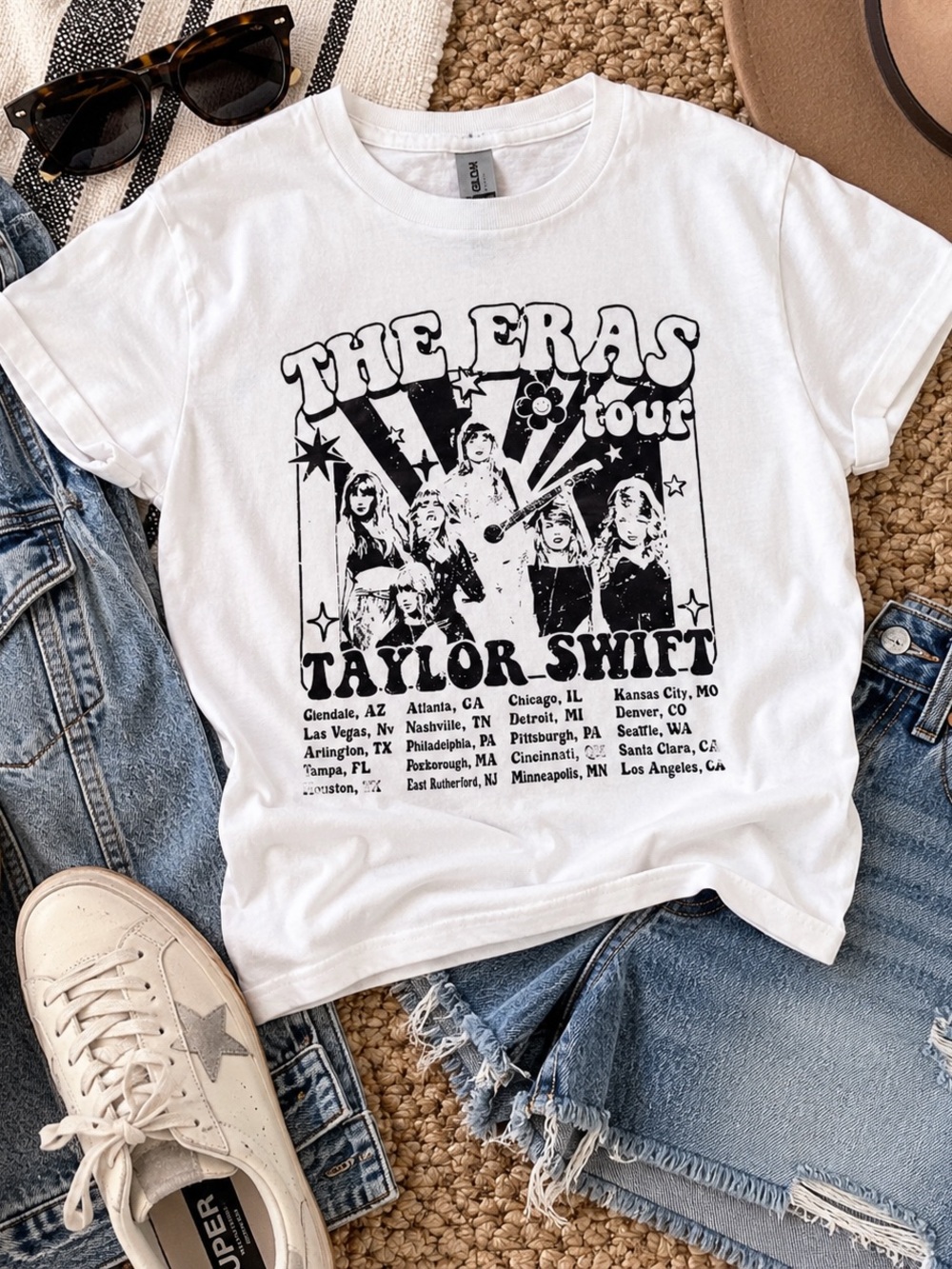 Taylor Swift The Eras Tour White Graphic Concert T-Shirt Heavy Cotton Y2K XS
